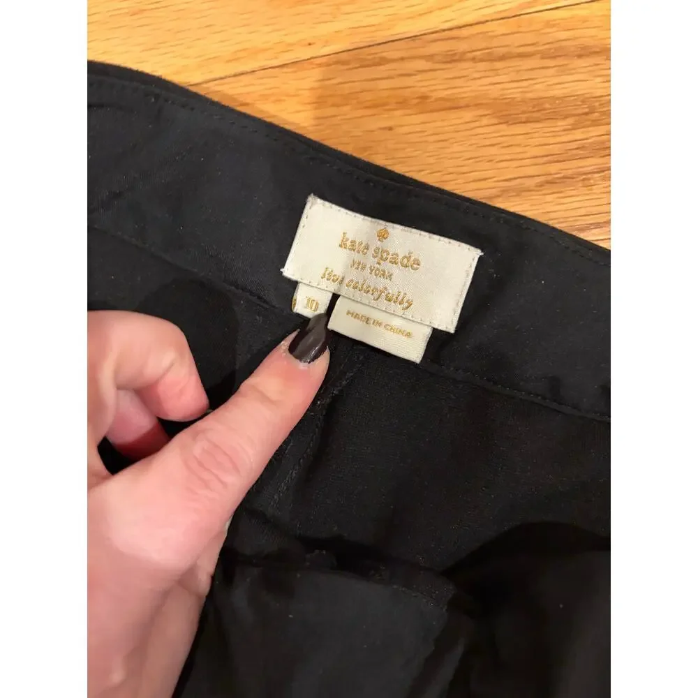 Kate spade black leggings gold side zip size 10